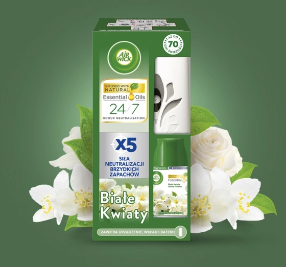 Air Wick Freshmatic Set Automatischer Lufterfrischer Weiß + Nachfüllung Weiße Blumen