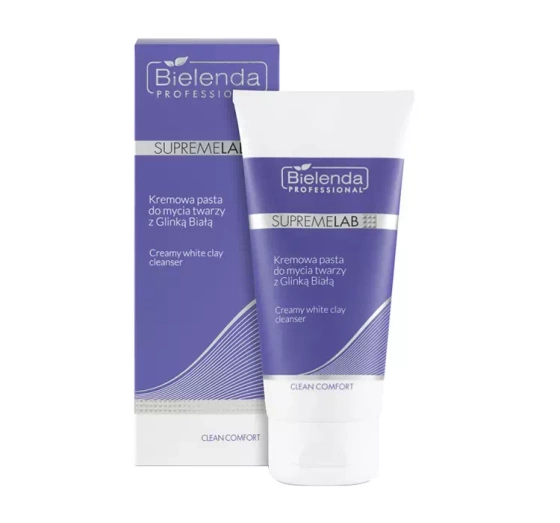 Kliknij na zdjęcie, aby je powiększyć BIELENDA PROFESSIONAL SUPREMELAB CLEAN COMFORT CREMIGE GESICHTSREINIGUNGSPASTE MIT WEISSER TONERDE 150G