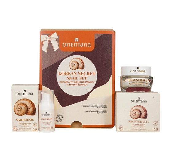Kliknij na zdjęcie, aby je powiększyć Orientana Korean Secret Snail Set Anti-Aging-Kosmetikset mit Schneckenschleim Gesichtscreme 50 ml + Augencreme 15 ml