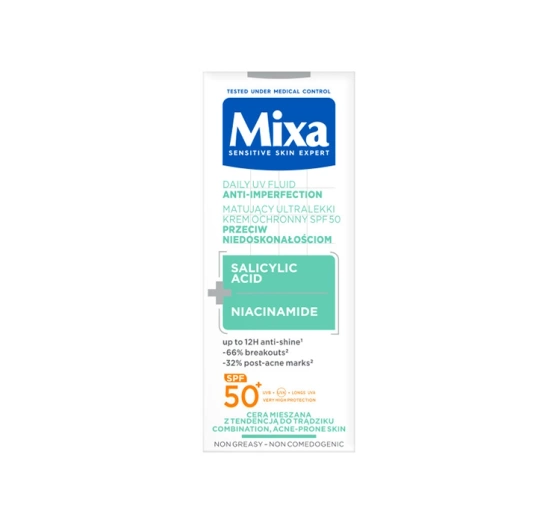 Mixa Mattierende ultraleichte Gesichtsschutzcreme SPF50+ gegen Unreinheiten 40 ml