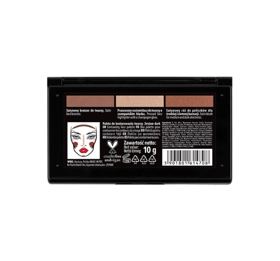 Wibo 3 Steps Konturpalette für das Gesicht, Dark, 10 g