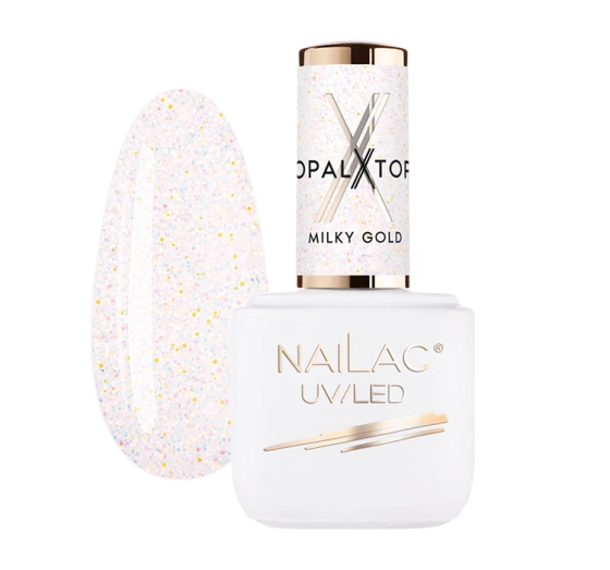Kliknij na zdjęcie, aby je powiększyć NAILAC OPALX TOP HYBRID TOPCOAT MILKY GOLD 7ML