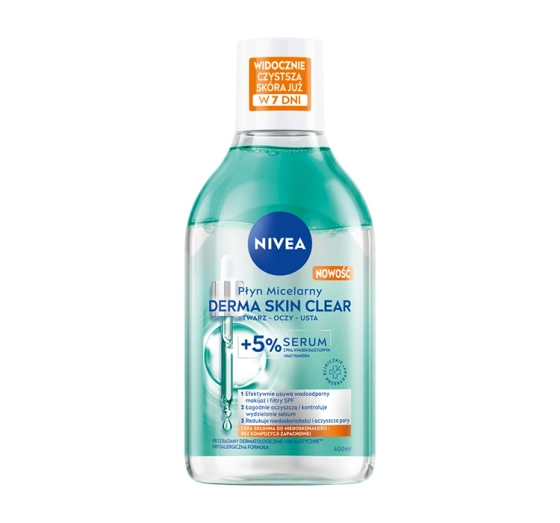 NIVEA Derma Skin Clear Mizellenwasser mit 5% Serum für unreine Haut 400 ml