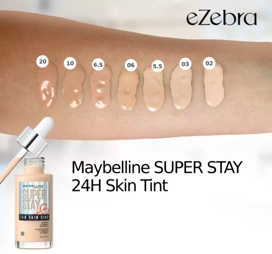 Kliknij na zdjęcie, aby je powiększyć MAYBELLINE SUPER STAY 24H SKIN TINT AUFHELLENDE GRUNDIERUNG 10 30ML