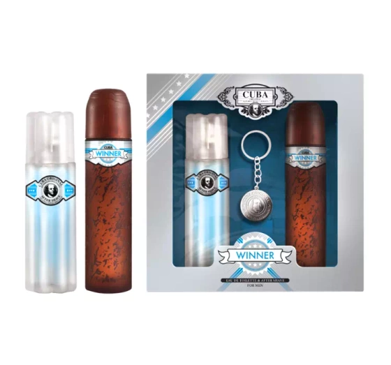 Kliknij na zdjęcie, aby je powiększyć Cuba Winner Eau de Toilette Spray 100 ml + Aftershave 100 ml + Schlüsselanhänger