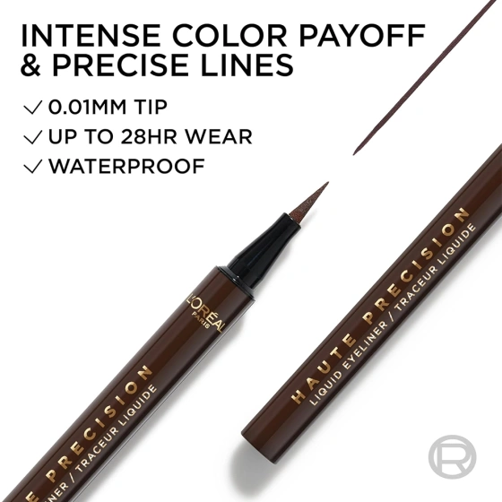 L'Oréal Paris Haute Precision Wasserfester flüssiger Eyeliner im Stift 020 Brown Leather / Brun Leather 1 ml