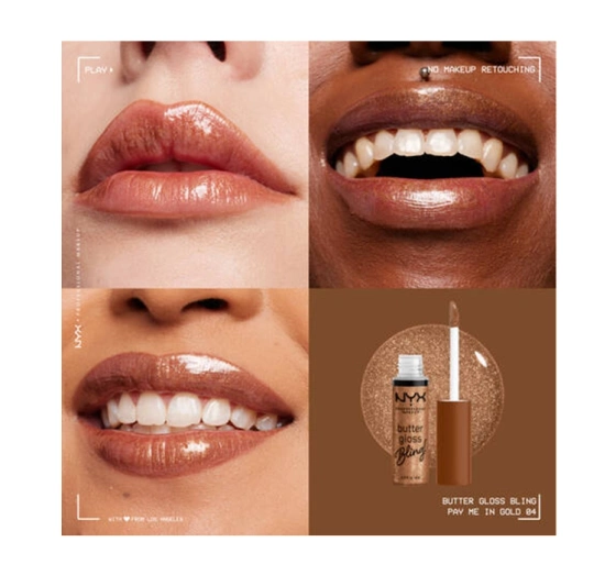 Kliknij na zdjęcie, aby je powiększyć NYX PROFESSIONAL MAKEUP BUTTER GLOSS BLING LIPGLOSS 04 PAY ME IN GOLD 8ML