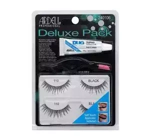 ARDELL DELUXE PACK SET KÜNSTLICHE WIMPERN 2 PAAR 110 BLACK + KLEBER + APPLIKATOR
