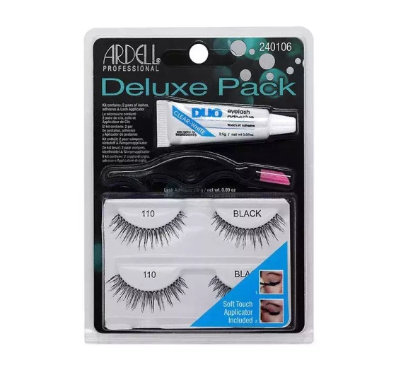 Kliknij na zdjęcie, aby je powiększyć ARDELL DELUXE PACK SET KÜNSTLICHE WIMPERN 2 PAAR 110 BLACK + KLEBER + APPLIKATOR