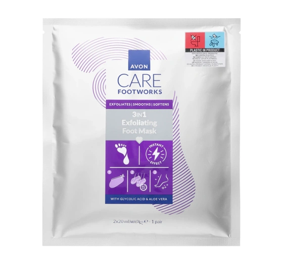 AVON FOOT WORKS EXFOLIATING SOCKS MIT GLYKOLSÄURE UND ALOE VERA 40ML