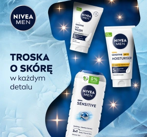 NIVEA MEN Feel Protected Sensitive Trio Geschenkset für Männer Duschgel + Gesichtswaschgel + Gesichtscreme SPF15