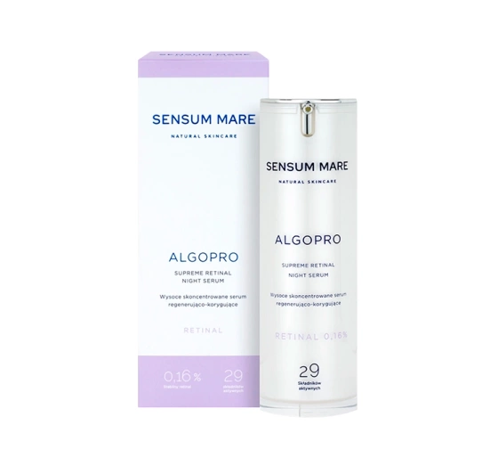 Kliknij na zdjęcie, aby je powiększyć SENSUM MARE ALGOPRO R HOCH KONZENTRIERTES SERUM REGENERIEREND-LINDERNDES MIT RETINAL 0,16% 30ML