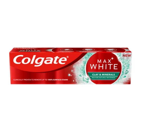Kliknij na zdjęcie, aby je powiększyć COLGATE MAX WHITE CLAY & MINERALS LEHM UND MINERALIEN ZAHNPASTA 75ML
