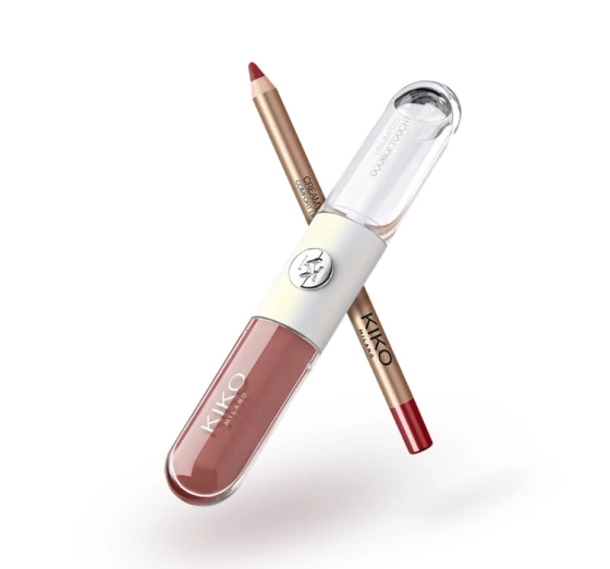 KIKO Milano Snow-Kissed Holiday My Perfect Combo Geschenkset für Lippen-Make-up 01 Lippenstift Unlimited Double Touch 131 6 ml + Lipliner Creamy Colour 12 1,2 g + Kosmetiktasche