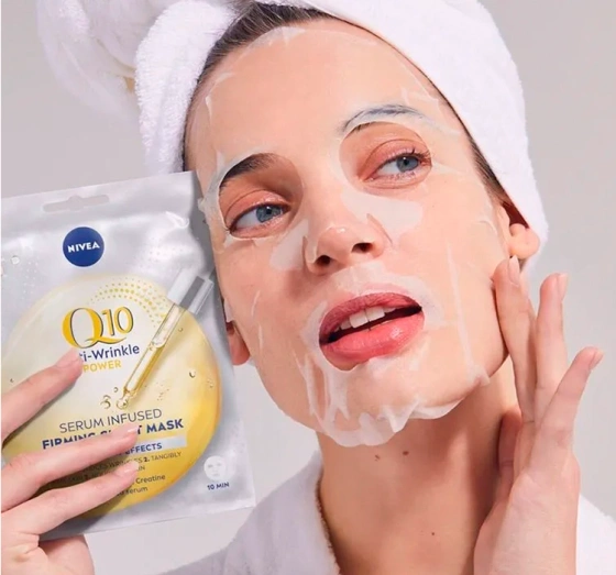 Kliknij na zdjęcie, aby je powiększyć NIVEA Q10 POWER TUCHMASKE MIT ANTI FALTEN SERUM 1 STÜCK