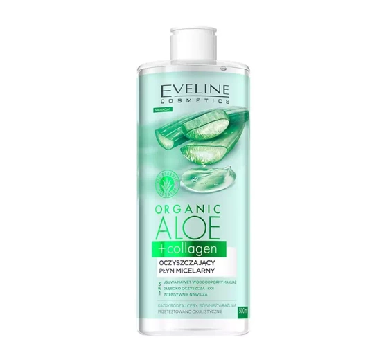 Kliknij na zdjęcie, aby je powiększyć EVELINE ORGANIC ALOE + COLLAGEN REINIGENDES MIZELLENWASSER 500ML