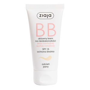 Ziaja BB-Creme gegen Hautunreinheiten für normale, trockene und empfindliche Haut, LSF 15, heller Farbton, 50 ml