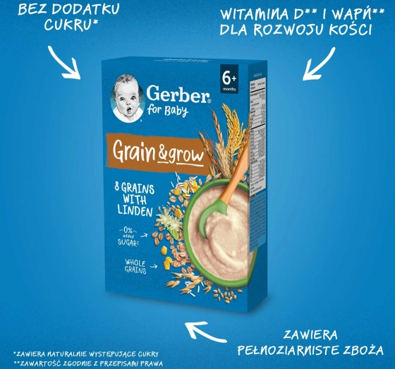 Gerber Grain& Grow 8-Korn-Brei mit Linde für Babys ab 6 Monaten 200g