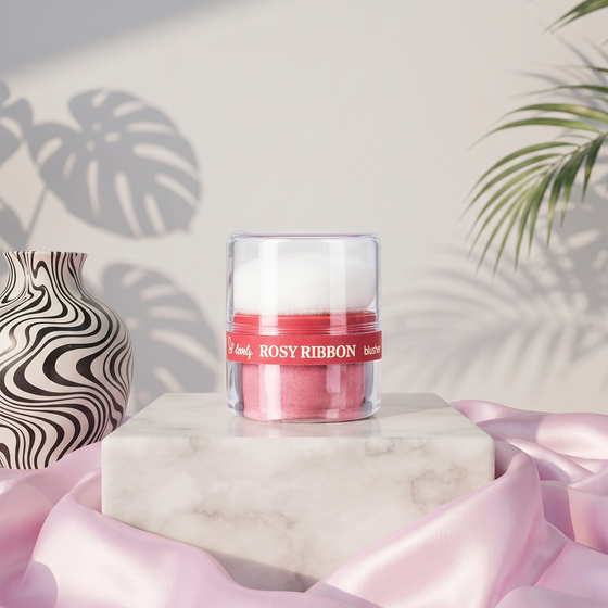 Lovely Rosy Ribbon Blusher – loser, aufhellender Rougepuder für das Gesicht mit integriertem Döschen, 2 g