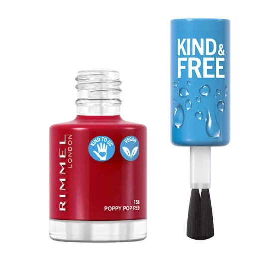 Kliknij na zdjęcie, aby je powiększyć RIMMEL KIND & FREE VEGANER NAGELLACK 156 POPPY POP RED 8ML