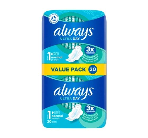 Kliknij na zdjęcie, aby je powiększyć Always Ultra Day Slipeinlagen mit Flügeln 1 Normal 20 Stück