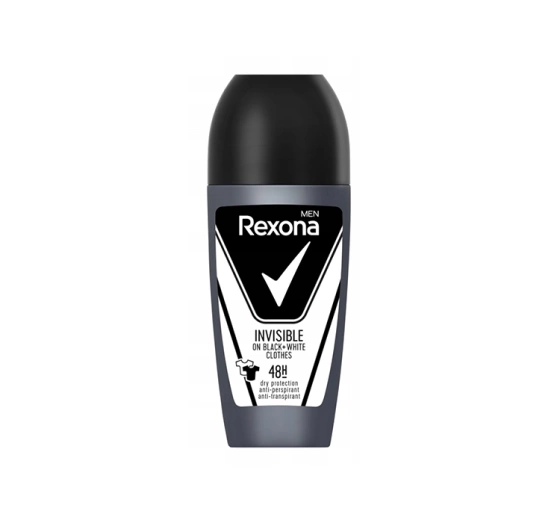 Kliknij na zdjęcie, aby je powiększyć REXONA MEN INVISIBLE BLACK+WHITE ROLL-ON ANTITRANSPIRANT FÜR MÄNNER 50ML