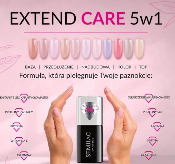 Kliknij na zdjęcie, aby je powiększyć SEMILAC EXTEND CARE 5IN1 HYBRIDLACK BASIS TOP 822 JUICY PEACH 7ML