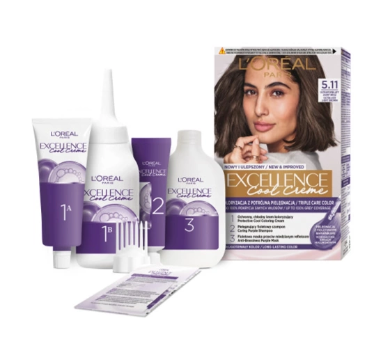 Kliknij na zdjęcie, aby je powiększyć LOREAL EXCELLENCE COOL CREME HAARFARBE 5.11 ULTRA-ASCHE HELLBRAUN