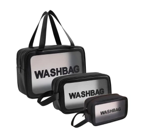 WASH BAG SET BLACK 3 KOSMETIKTASCHEN SET SCHWARZ