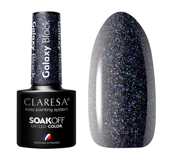 Kliknij na zdjęcie, aby je powiększyć CLARESA SOAK OFF HYBRIDLACK GALAXY BLACK 5ML