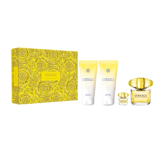 Kliknij na zdjęcie, aby je powiększyć Versace Yellow Diamond Eau de Toilette Spray 90ml + 5ml + Gel 100ml + Balsam 100ml