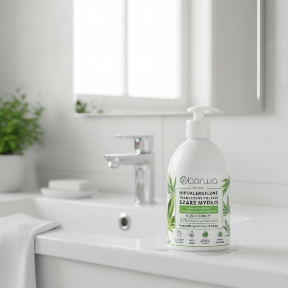 Barwa Hypoallergene traditionelle polnische Flüssigseife mit Hanföl 500 ml