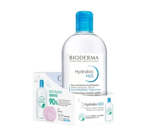 Kliknij na zdjęcie, aby je powiększyć Bioderma Hydrabio H2O Mizellenwasser 500ml + wiederverwendbare Wattepads