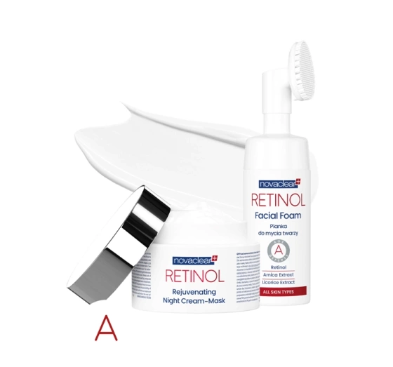 Novaclear Retinol Dermokosmetik-Set für die Gesichtspflege Creme-Nachtmaske 50 ml + Gesichtsreinigungsschaum 100 ml