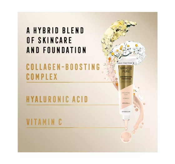 MAX FACTOR MIRACLE PURE FOUNDATION ZUR VERBESSERUNG DES HAUTZUSTANDS 45 WARM ALMOND 30ML