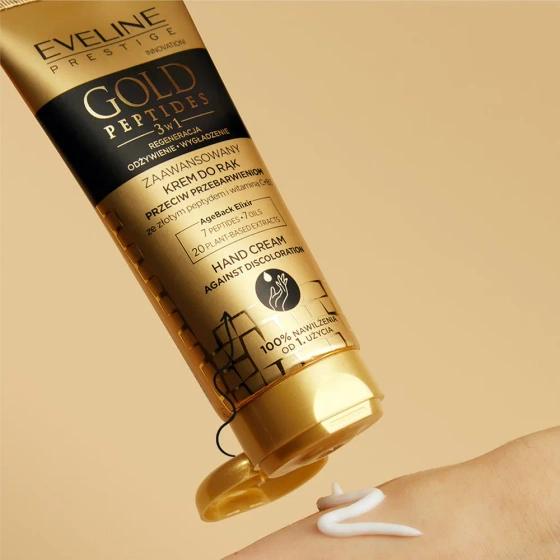 Eveline Cosmetics Gold Peptides Fortschrittliche 3-in-1 Handcreme gegen Pigmentflecken 75 ml