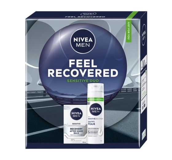 Kliknij na zdjęcie, aby je powiększyć NIVEA MEN Feel Recovered Sensitive Duo Geschenkset für Männer Rasierschaum + Aftershave-Balsam