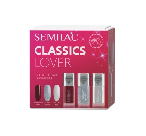 Semilac Classics Lover Set Klassische Nagellacke 112 Wine Red 9 ml + 116 Holo Flash 9 ml + Top Gel Like 9 ml