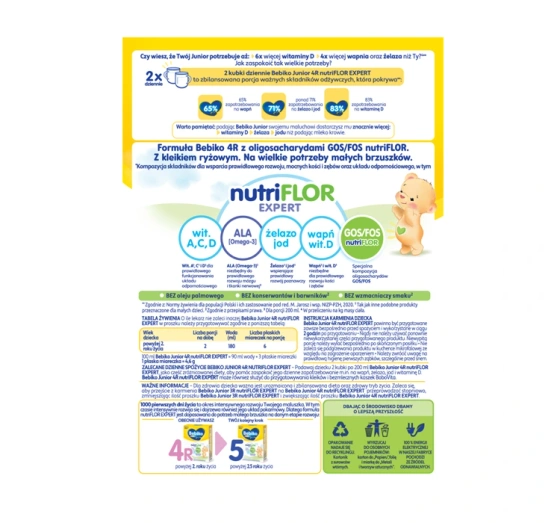 Bebiko NutriFlor Expert 4R Nährstoffreiche Formel auf Milchbasis mit Reismehl ab 2 Jahren 600g