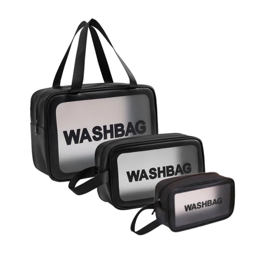 WASH BAG SET BLACK 3 KOSMETIKTASCHEN SET SCHWARZ
