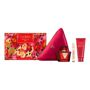 Guess Red Seductive Femme Eau de Toilette Spray 75 ml + 15 ml + Körperbalsam 100 ml + Kosmetiktasche