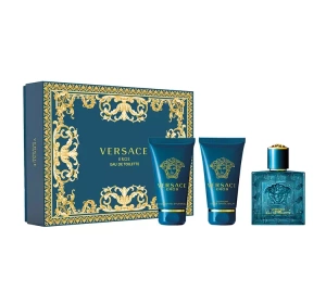 Versace Eros Eau de Toilette Spray 50 ml + Duschgel 50 ml + Aftershave-Balsam 50 ml