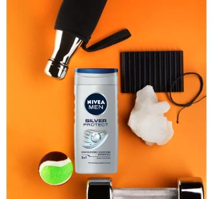 NIVEA MEN Silver Protect 3-in-1-Duschgel für Männer, 250 ml