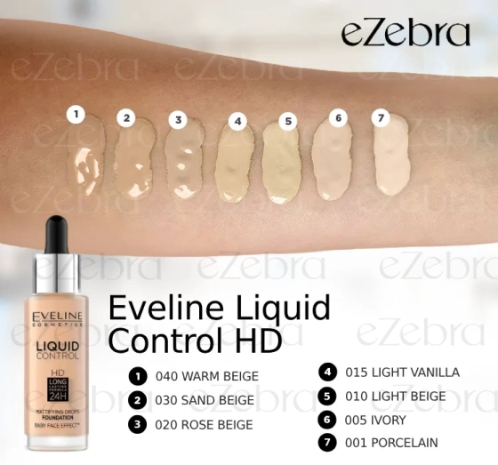 Eveline Cosmetics Liquid Control HD Gesichtsgrundierung 016 Vanilla Beige 32 ml