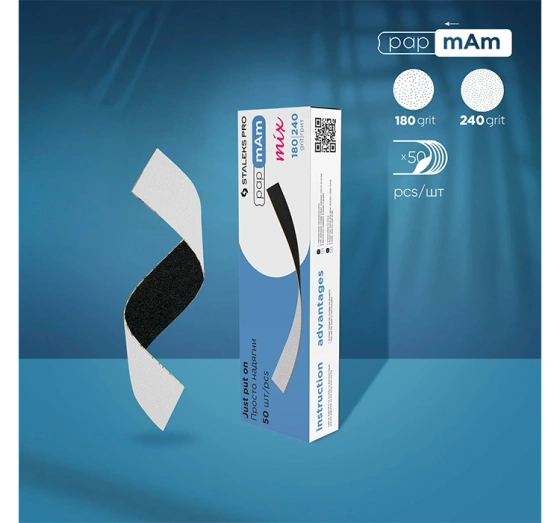 Kliknij na zdjęcie, aby je powiększyć Staleks Pro Just Put On Austauschbare doppelseitige Feilen papmAm Mix Expert 22 180/240 grit 50 Stück