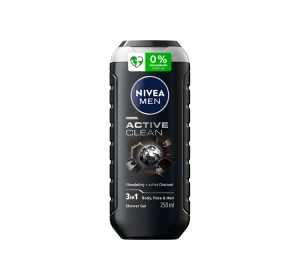 NIVEA MEN Active Clean 3-in-1-Duschgel für Gesicht, Körper und Haare, 250 ml