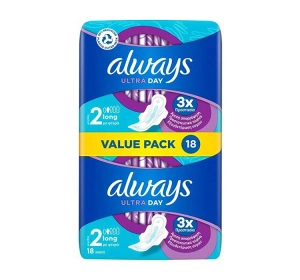 Always Ultra Day Slipeinlagen mit Flügeln 2 Long 18 Stück