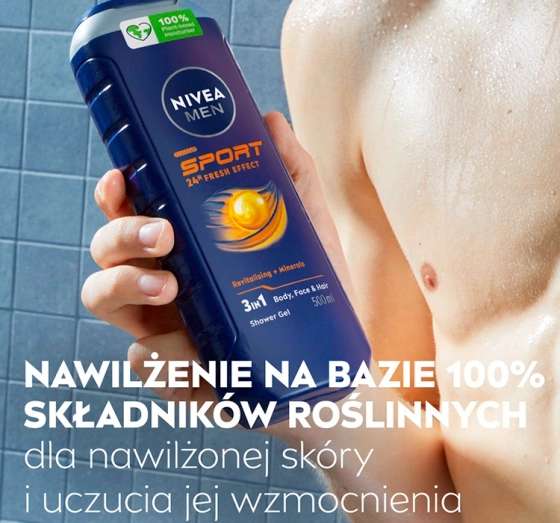 NIVEA MEN Sport 3-in-1-Duschgel für Männer, 250 ml