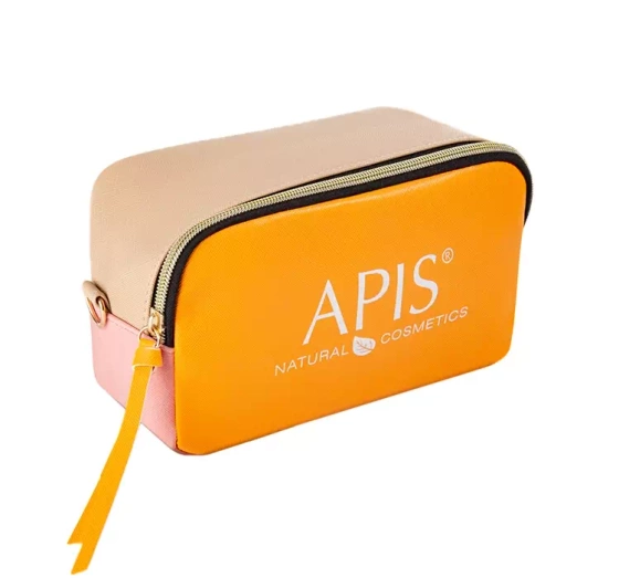 APIS KOSMETIKTASCHE AUS ÖKO-LEDER IN ORANGE UND ROSA