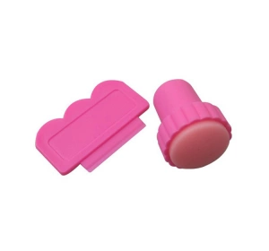 Silikonstempel für Nageldekorationen + rosa Abstreifer